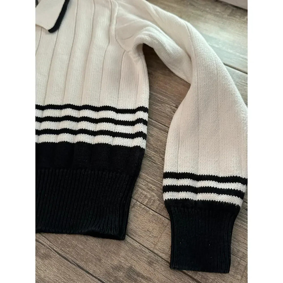 Vintage Liz Claiborne Striped Ribbed Knit Button-Up Sweater Petite P - Picture 4 of 9